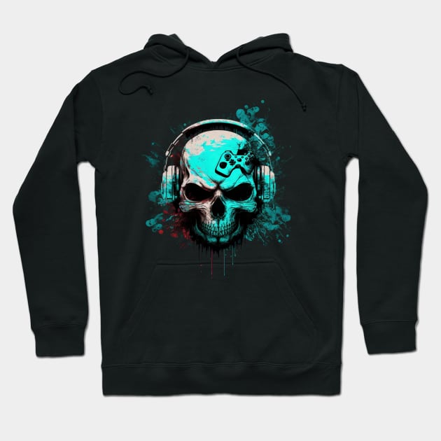 Hardcore Gamer Skull Hoodie by i2studio